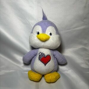 Vintage CareBear Cousins Cozy Heart 7” Plush Purple Penguin Stuffed Animal